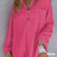 Women’s Loose Solid Color Waffle Knit Shirt